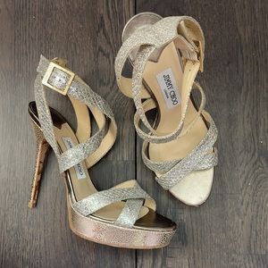 Jimmy Choo 'Vamp' Glitter Heel 38